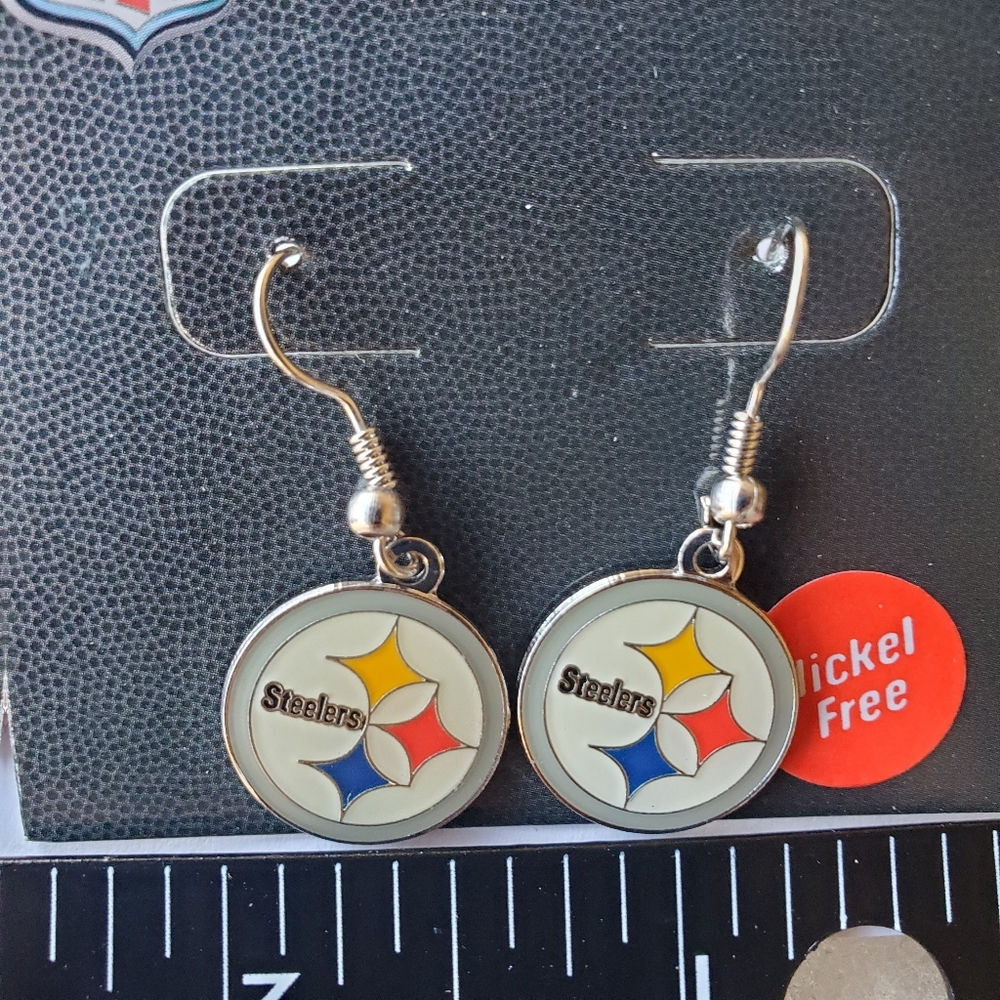 Pittsburgh Steelers round Shape Fish Hook Earrings, Gift for Her Mom NEW NFL